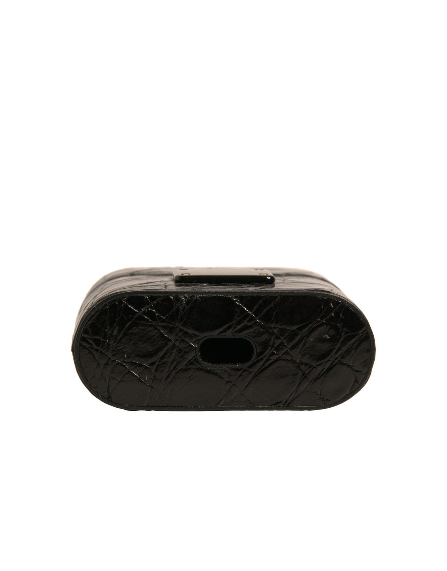 Dolce & Gabbana sort læder metal logo plakette holder til Airpods