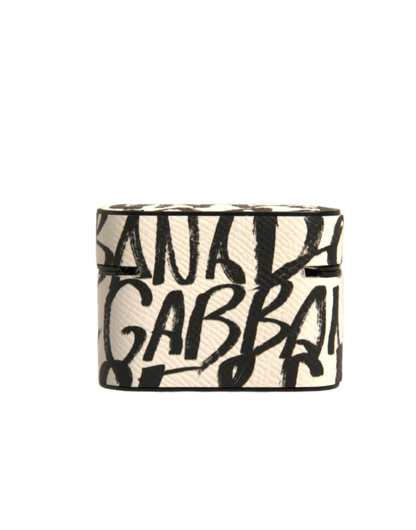 Dolce & Gabbana Sort/Hvidt Læder-Etui med Kridt og Præget Logo til Airpods