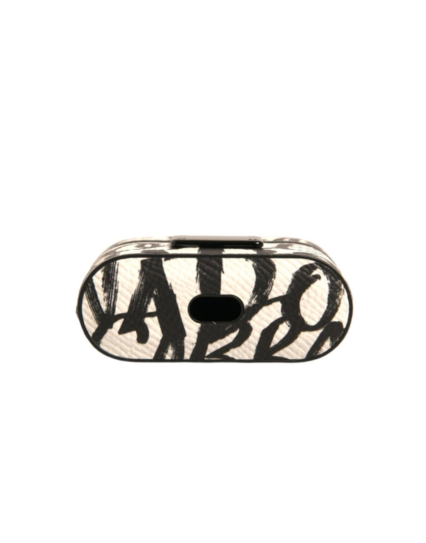 Dolce & Gabbana Sort/Hvidt Læder-Etui med Kridt og Præget Logo til Airpods
