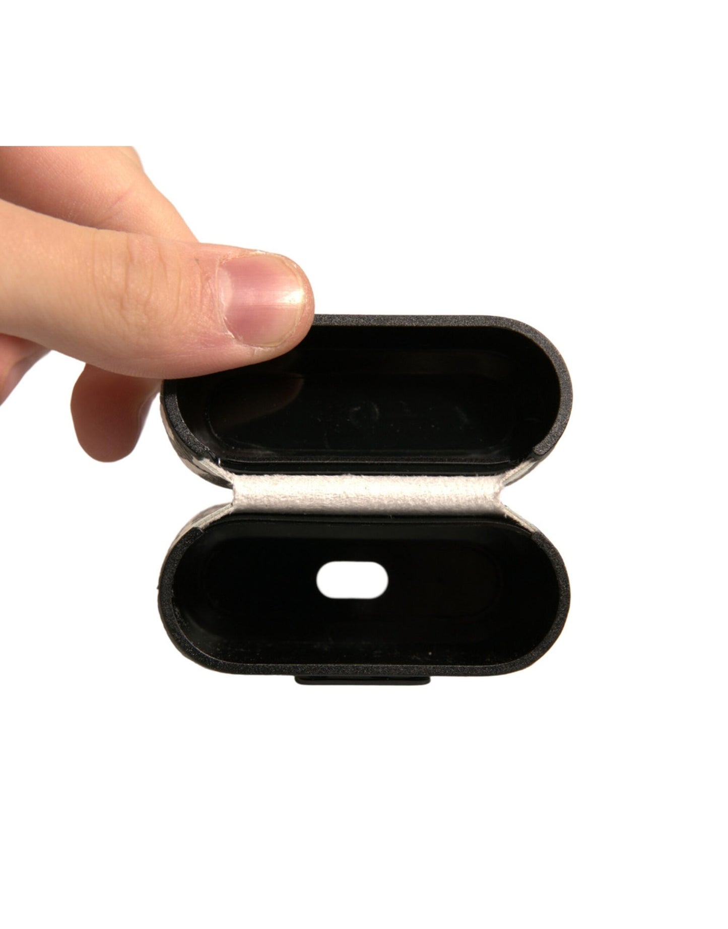 Dolce & Gabbana Sort/Hvidt Læder-Etui med Kridt og Præget Logo til Airpods