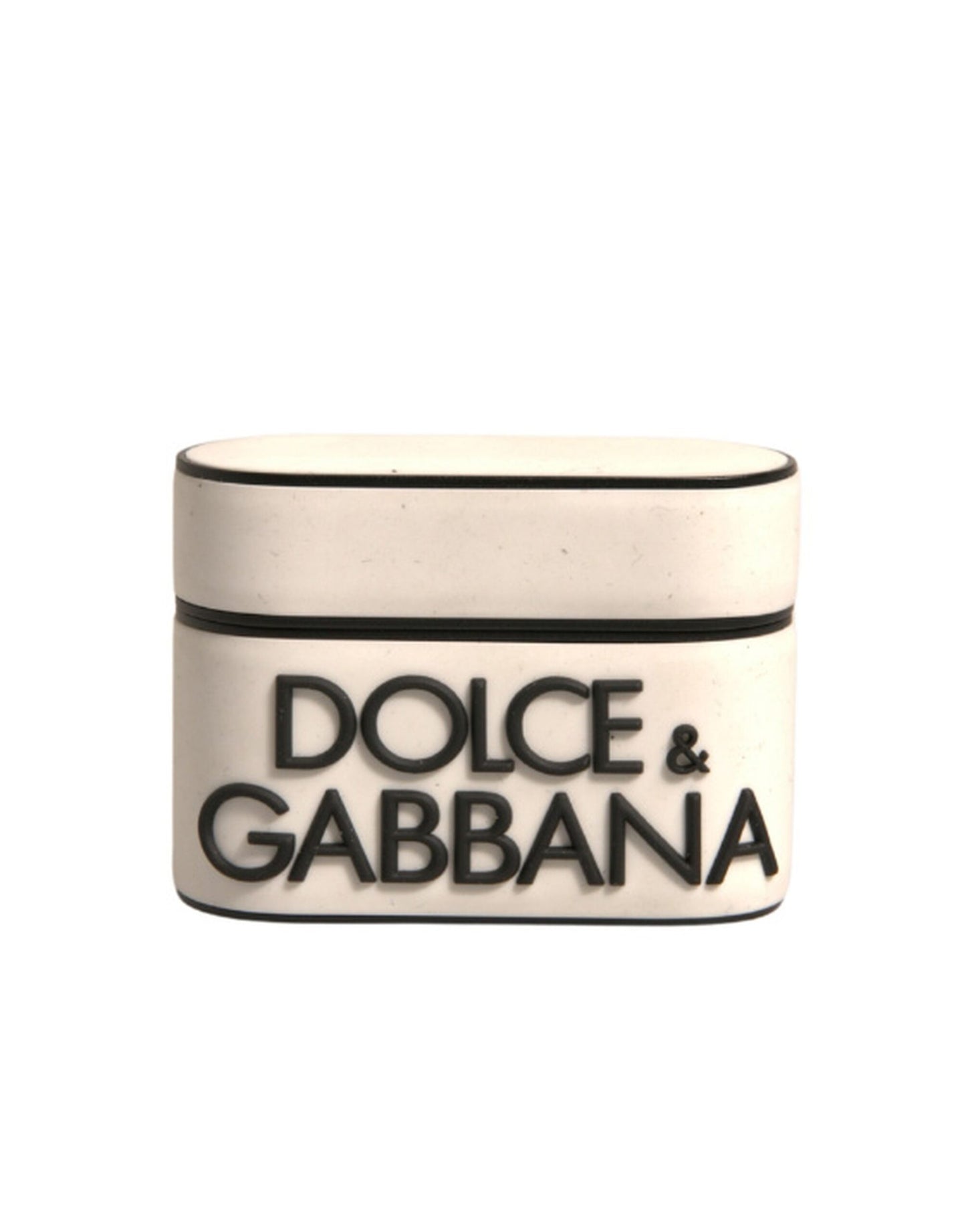 Dolce & Gabbana Hvid PVC Præget Logo Plaque Holder til Airpods