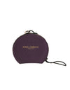 Dolce & Gabbana Purple Calfskin Leather Round Logo Hand Mirror Holder