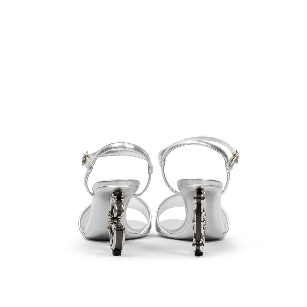 Dolce & Gabbana sølvfarvede lædersandal