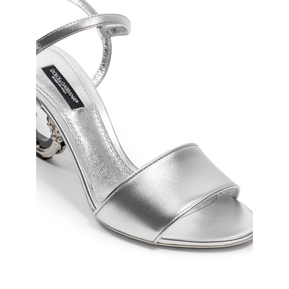 Dolce & Gabbana sølvfarvede lædersandal