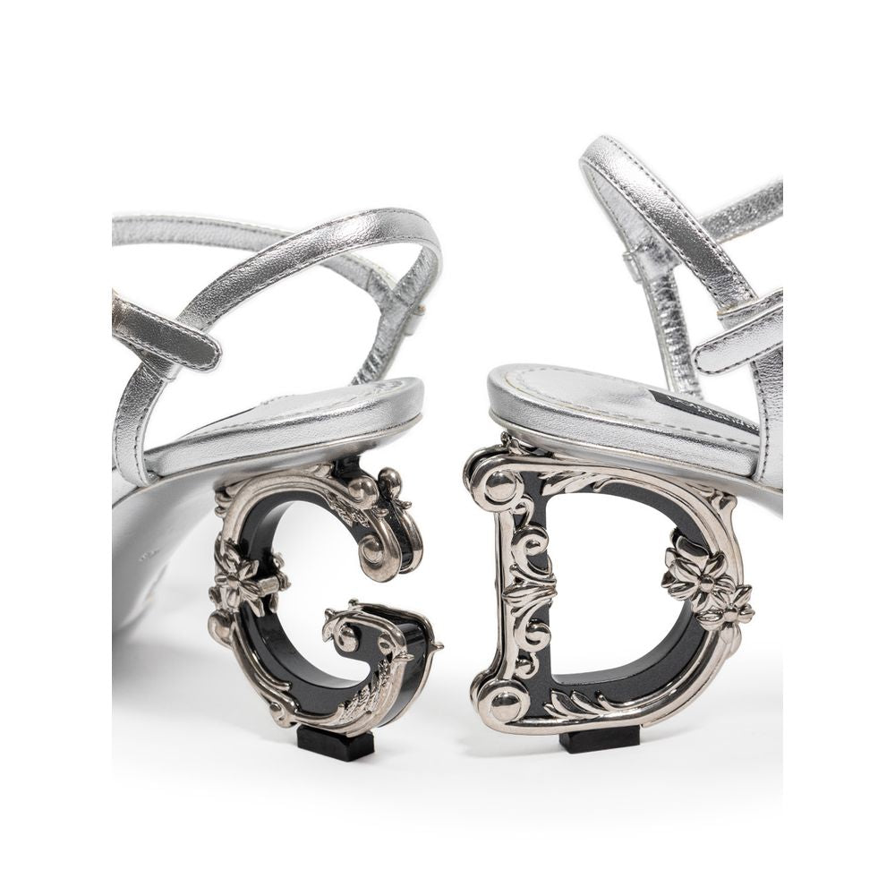 Dolce & Gabbana sølvfarvede lædersandal