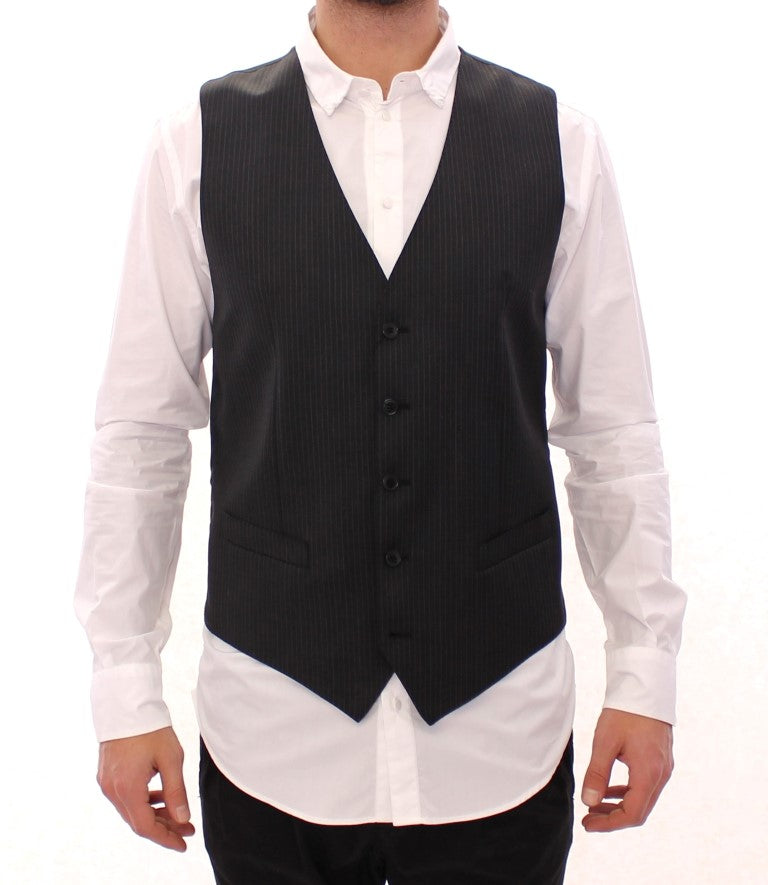 Dolce & Gabbana Elegant Grå Stribet Kjolevest