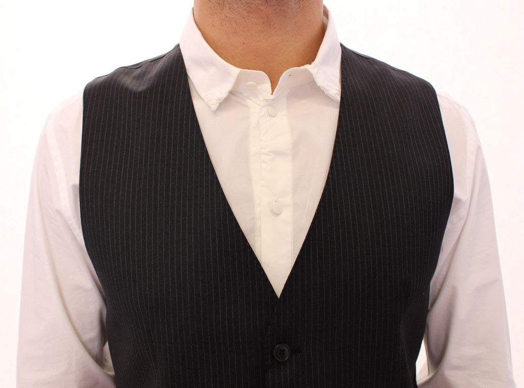 Dolce & Gabbana Elegant Grå Stribet Kjolevest