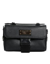 Dolce & Gabbana Black Logo Plaque Leather Buckled Shoulder Crossbody Bag