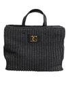 Dolce & Gabbana Sort Stor Strikket Hæklet Skuldertaske med DG Logo