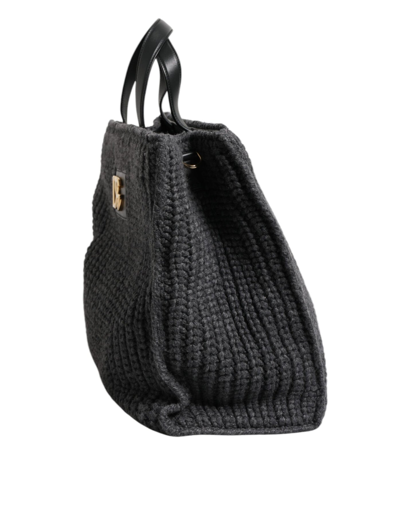 Dolce & Gabbana Sort Stor Strikket Hæklet Skuldertaske med DG Logo