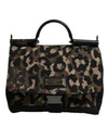 Dolce & Gabbana brun leopardprint lakeret nylon Sicily tote-taske