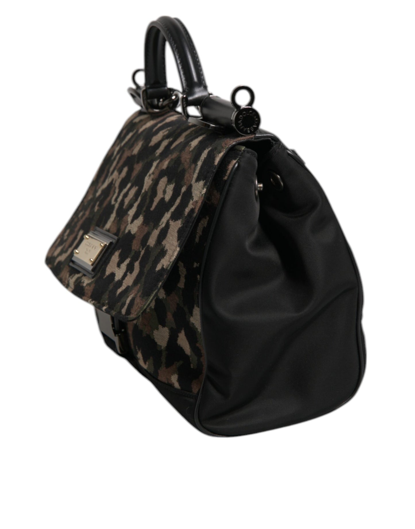 Dolce & Gabbana brun leopardprint lakeret nylon Sicily tote-taske