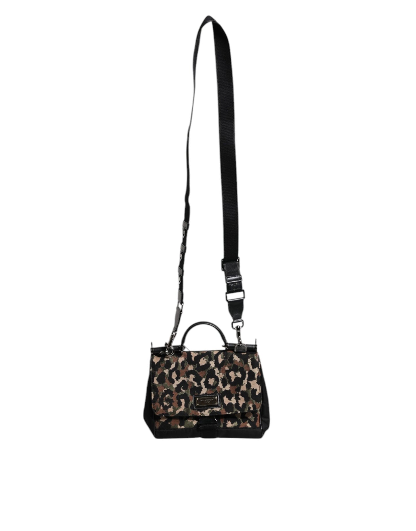 Dolce & Gabbana brun leopardprint lakeret nylon Sicily tote-taske