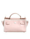 Dolce & Gabbana Lyserød Logo Plaque Blød Læderrem Crossbody Taske