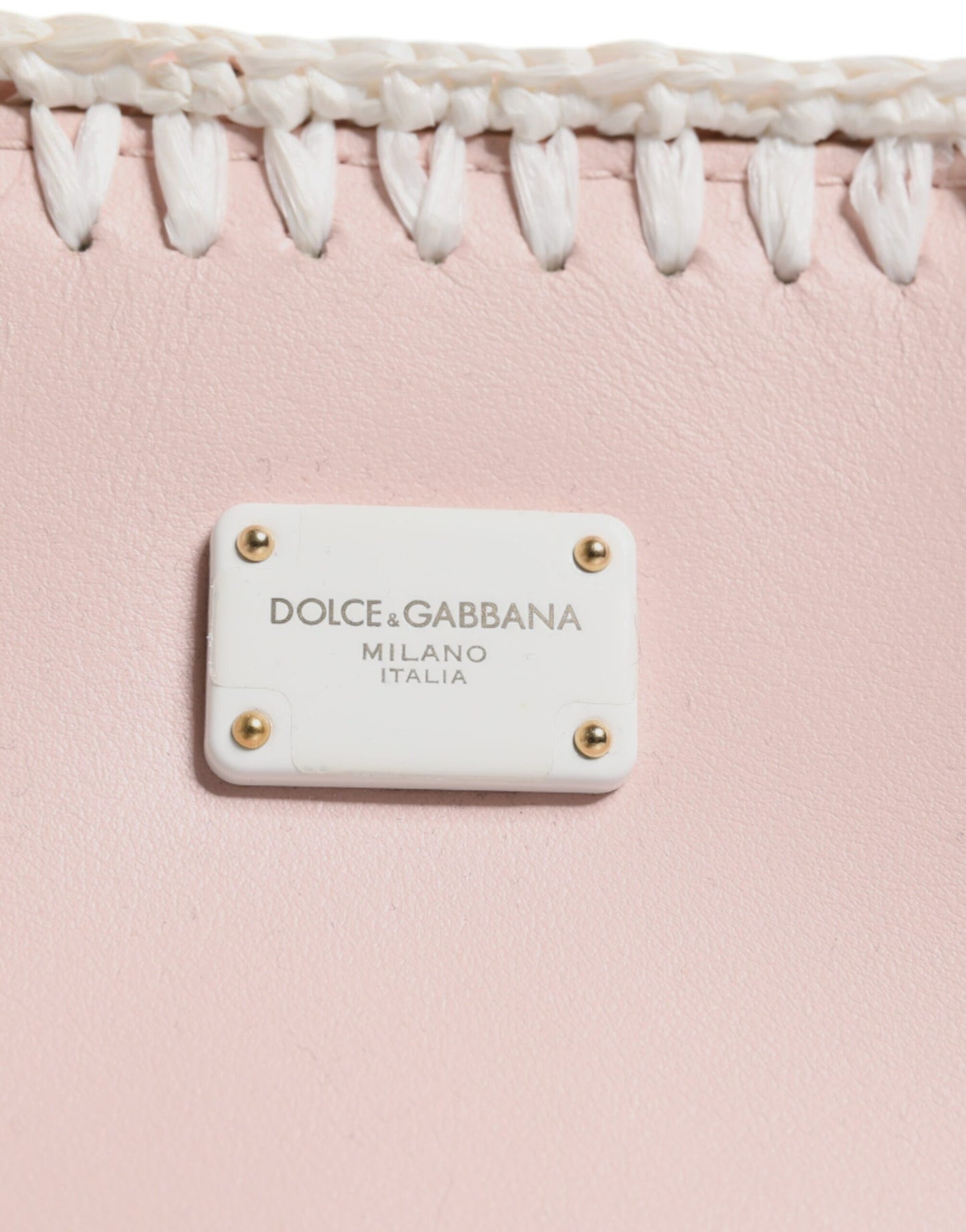Dolce & Gabbana Lyserød Logo Plaque Blød Læderrem Crossbody Taske