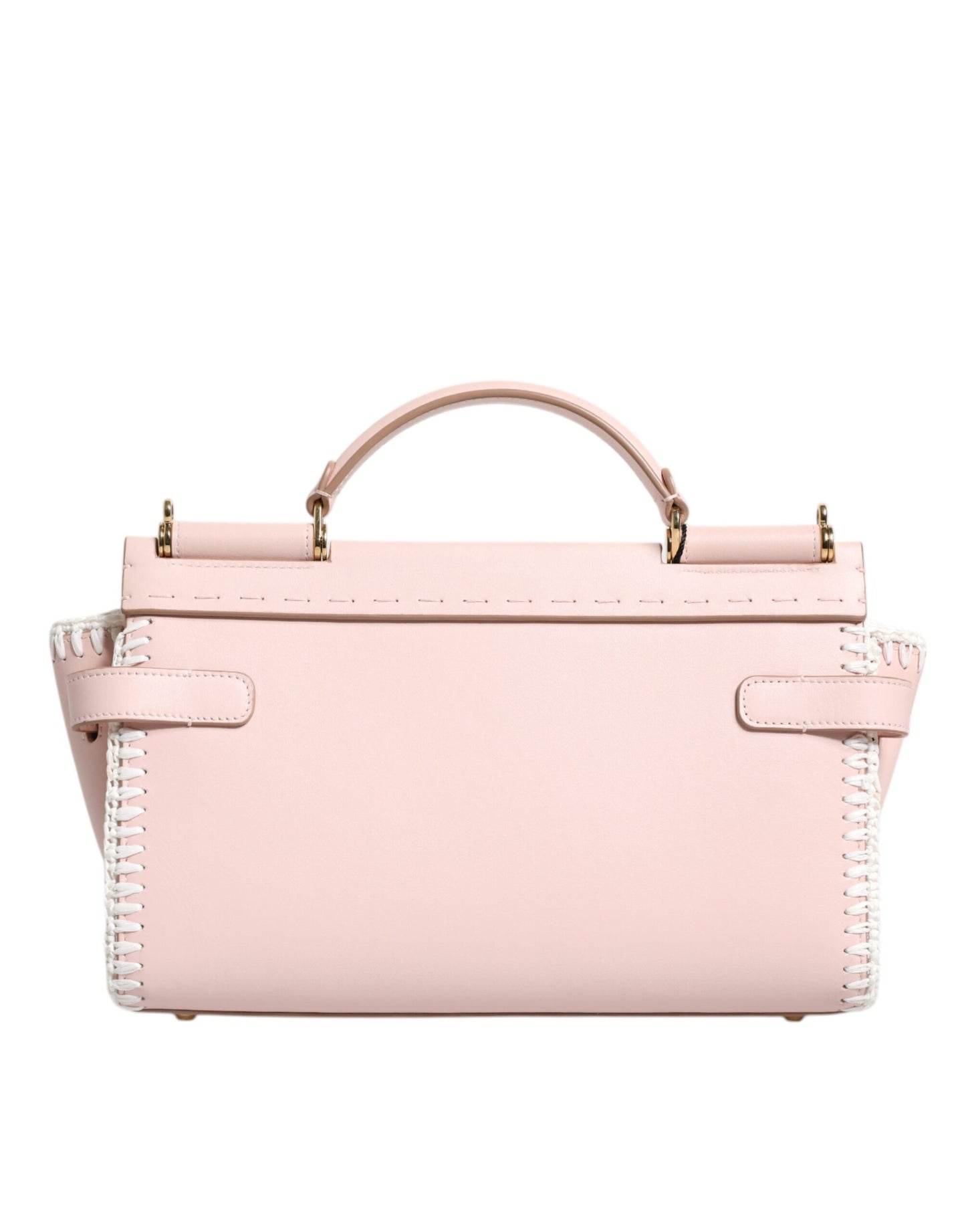 Dolce & Gabbana Lyserød Logo Plaque Blød Læderrem Crossbody Taske