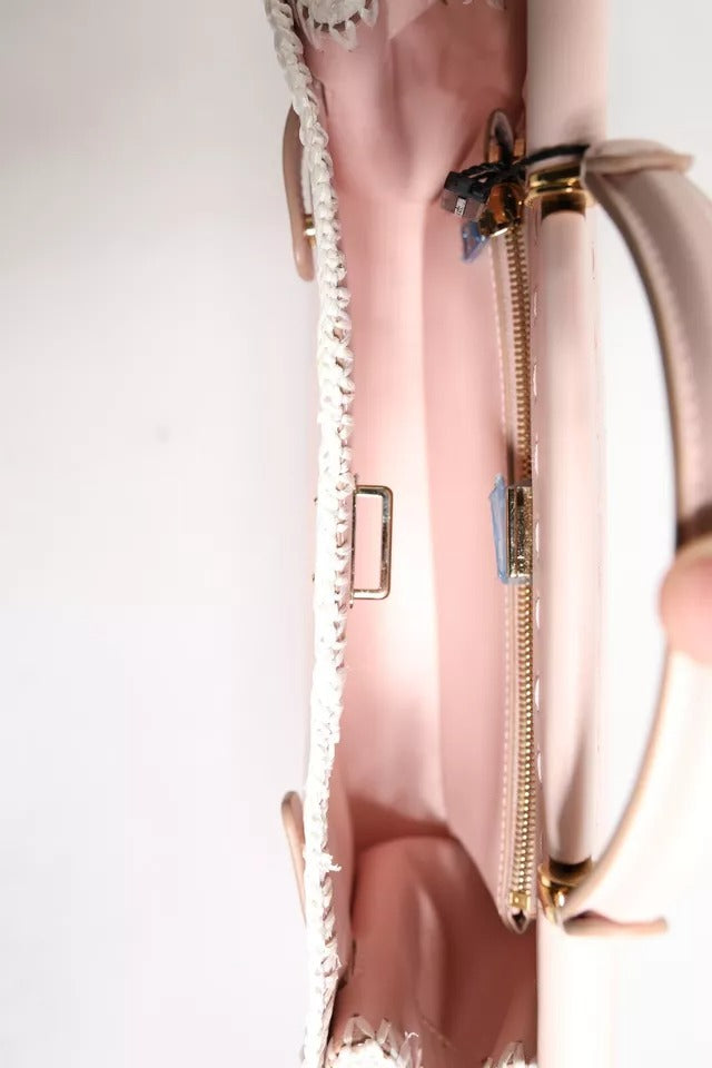 Dolce & Gabbana Lyserød Logo Plaque Blød Læderrem Crossbody Taske