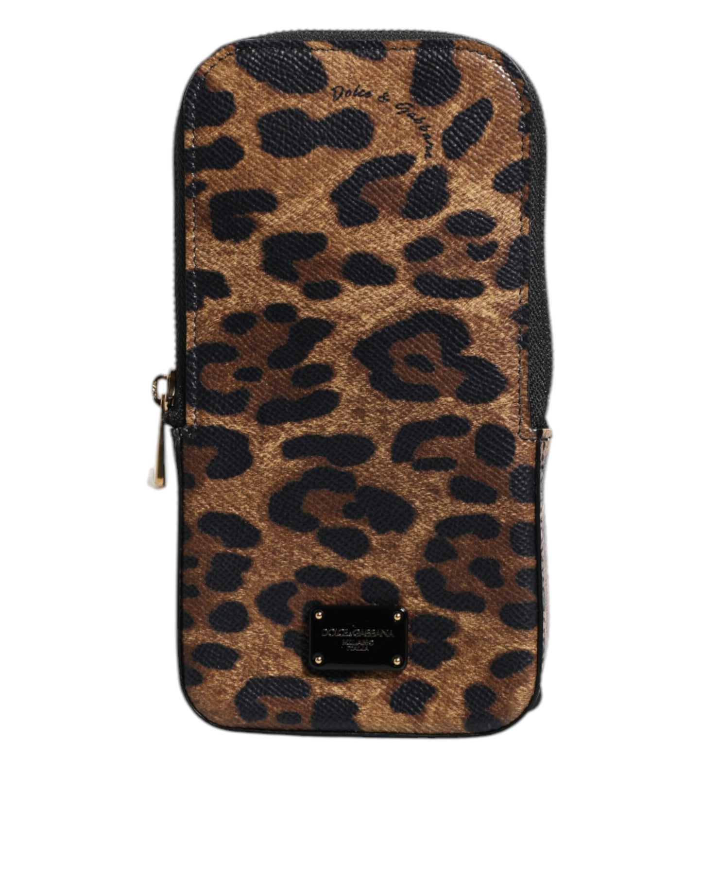 Dolce & Gabbana Brun Leopardprint Dauphine Læderpung med Lynlås