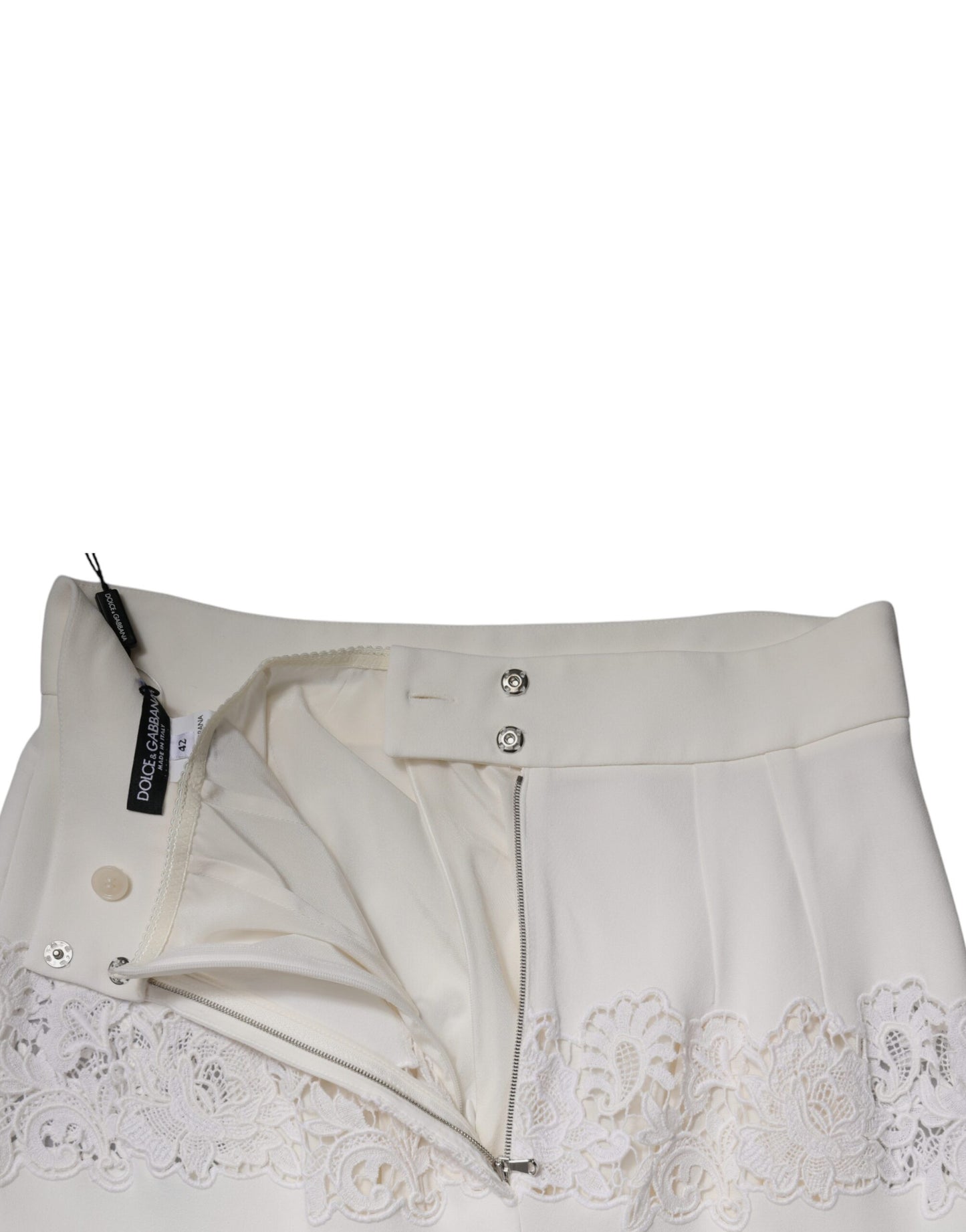 Dolce & Gabbana Hvid Blomsterblonder Højtaljet Pencil Cut Nederdel