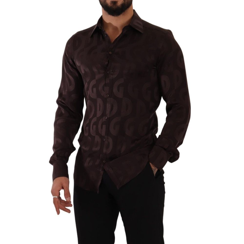 Dolce & Gabbana Bordeaux silkeskjorte