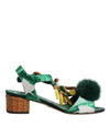 Dolce & Gabbana Grønne Krystalpelsandaler Med Pelsudsmykning