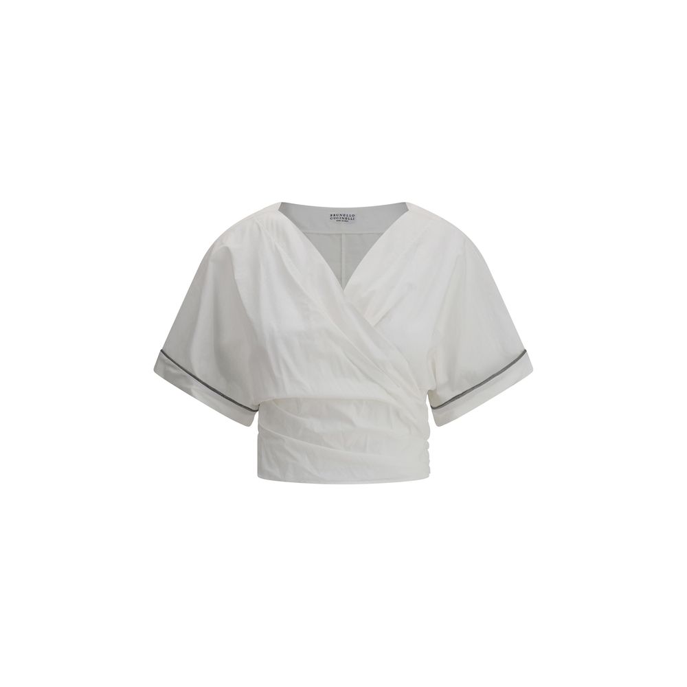 Brunello Cucinelli Bluse med spænde og knudret talje