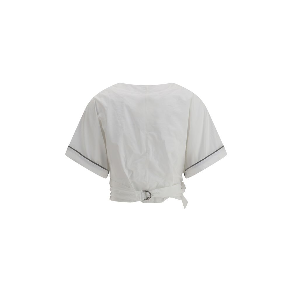 Brunello Cucinelli Bluse med spænde og knudret talje