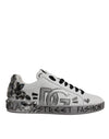 Dolce & Gabbana Hvide Sølv Krystallogo Portofino Sneakers Sko