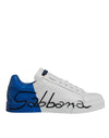 Dolce & Gabbana Hvide Blå Læder Logo Lave Sneakers Sko