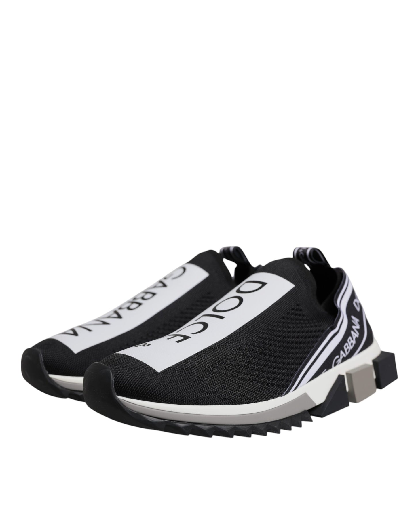 Dolce & Gabbana Sorte Hvide Slip-On Sorrento Sneakers Sko