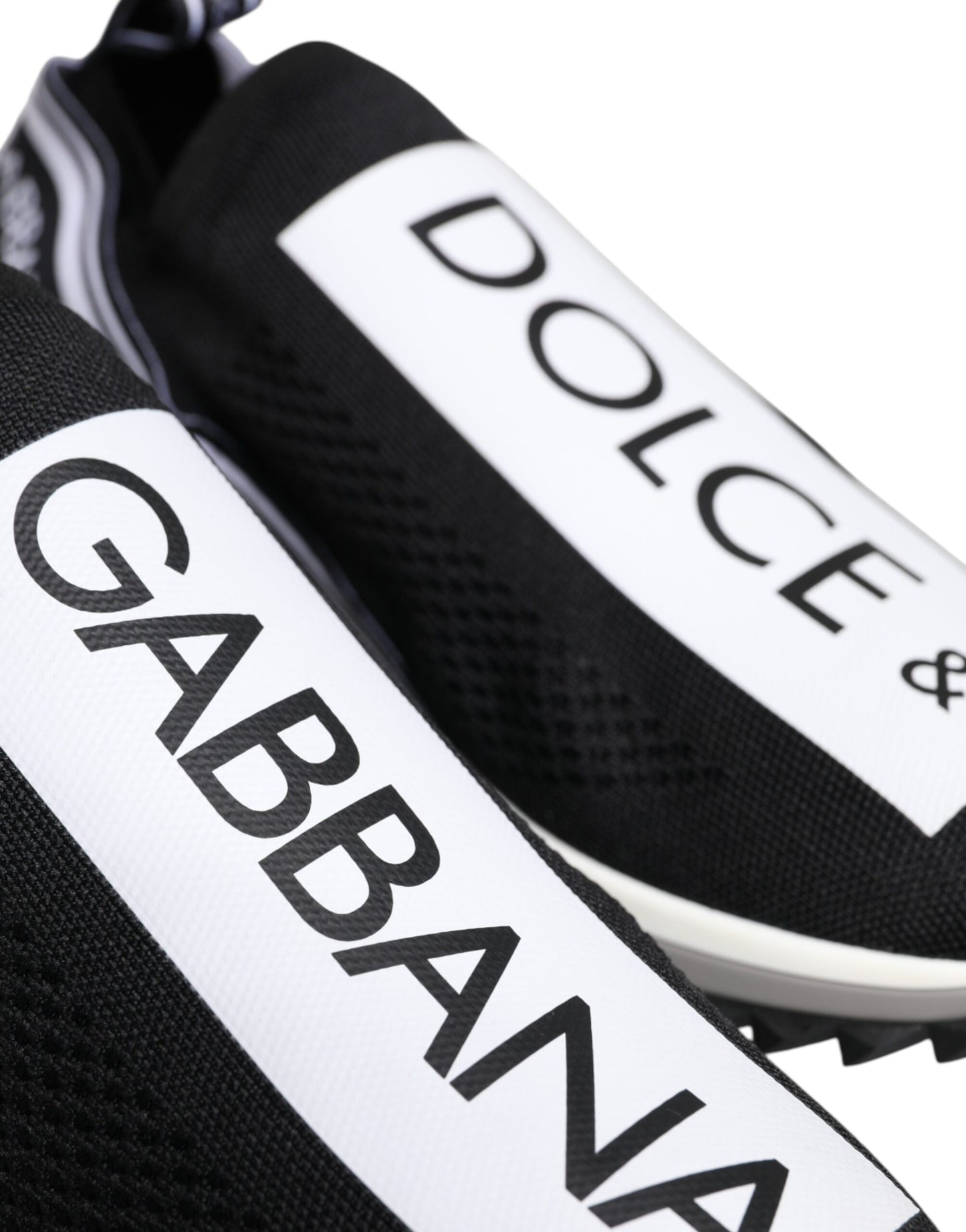 Dolce & Gabbana Sorte Hvide Slip-On Sorrento Sneakers Sko