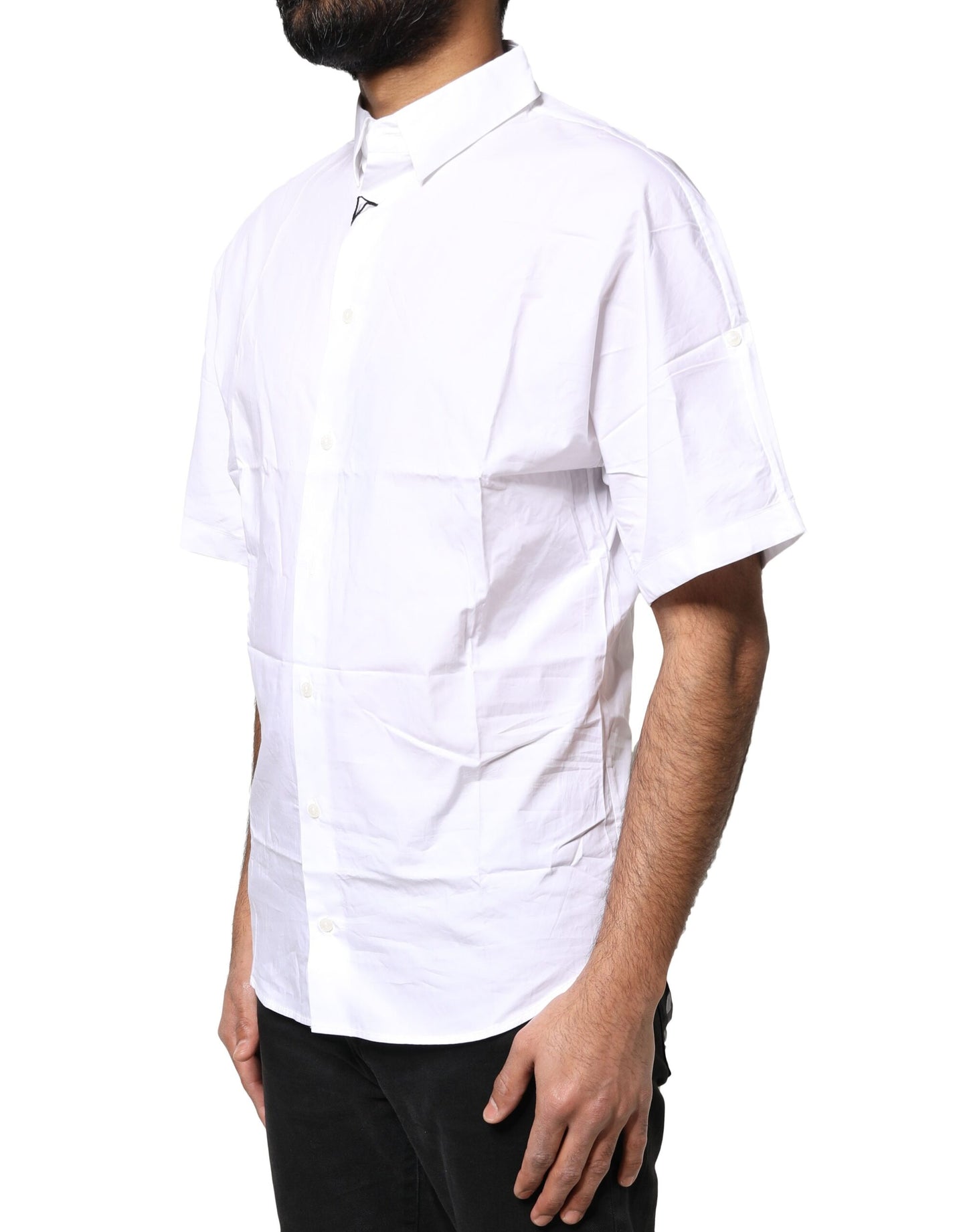 Dolce & Gabbana Hvid Bomuld Button Down Casual Herre Poloshirt
