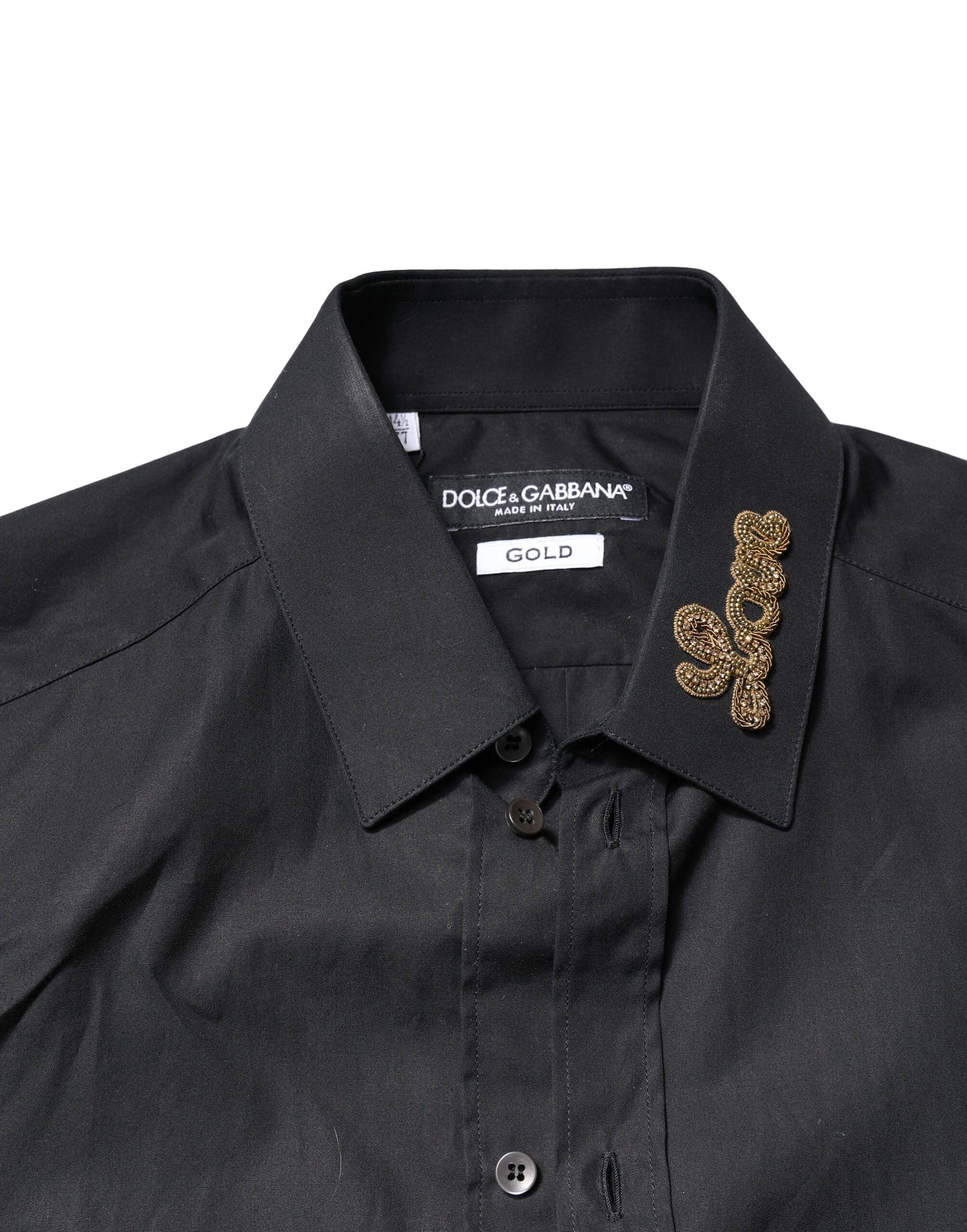 Dolce & Gabbana Sort Love Broderi GULD Formel Skjorte