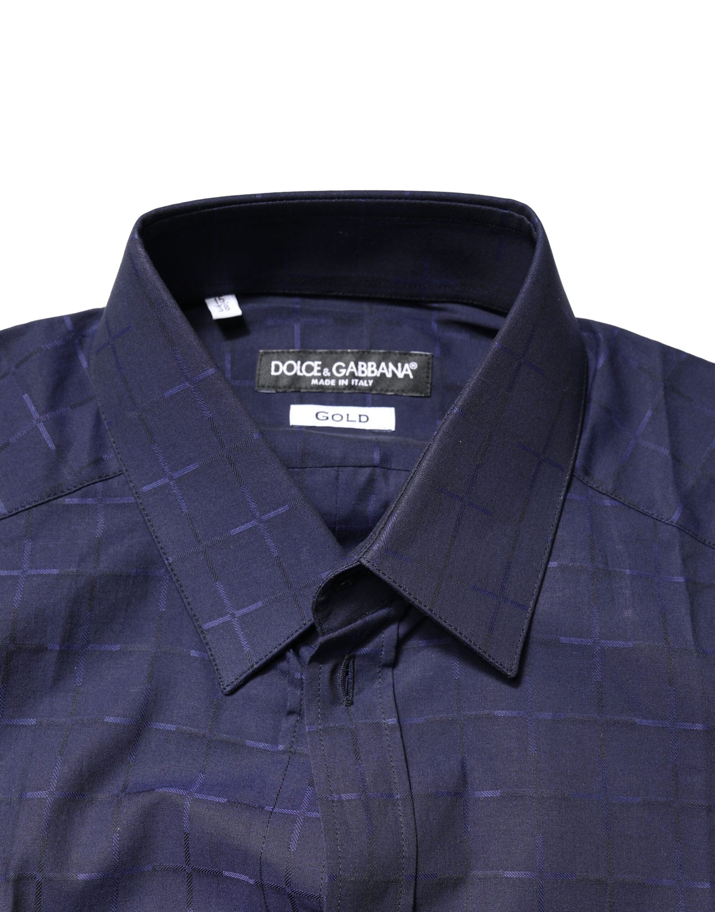 Dolce & Gabbana Blå Ternet Tartan GYLDET Formel Skjorte