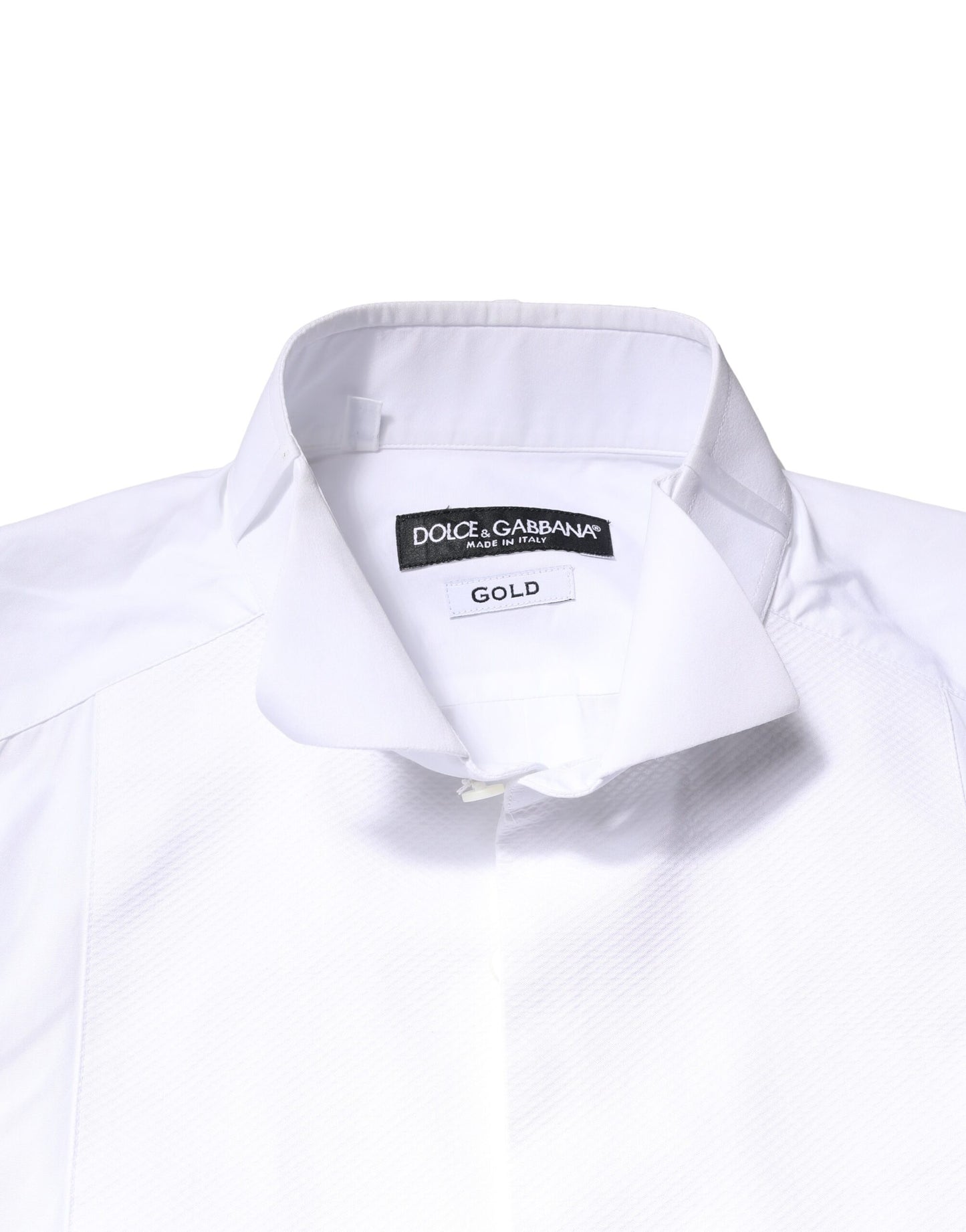Dolce & Gabbana Hvid GULD Bomuldspoplin Bib Formel Herreskjorte