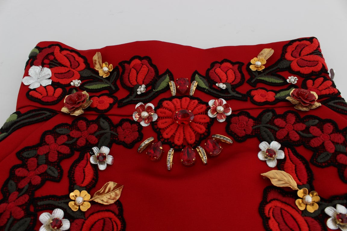 Dolce & Gabbana Elegante Silke Shorts Med Høj Talje Og Broderi