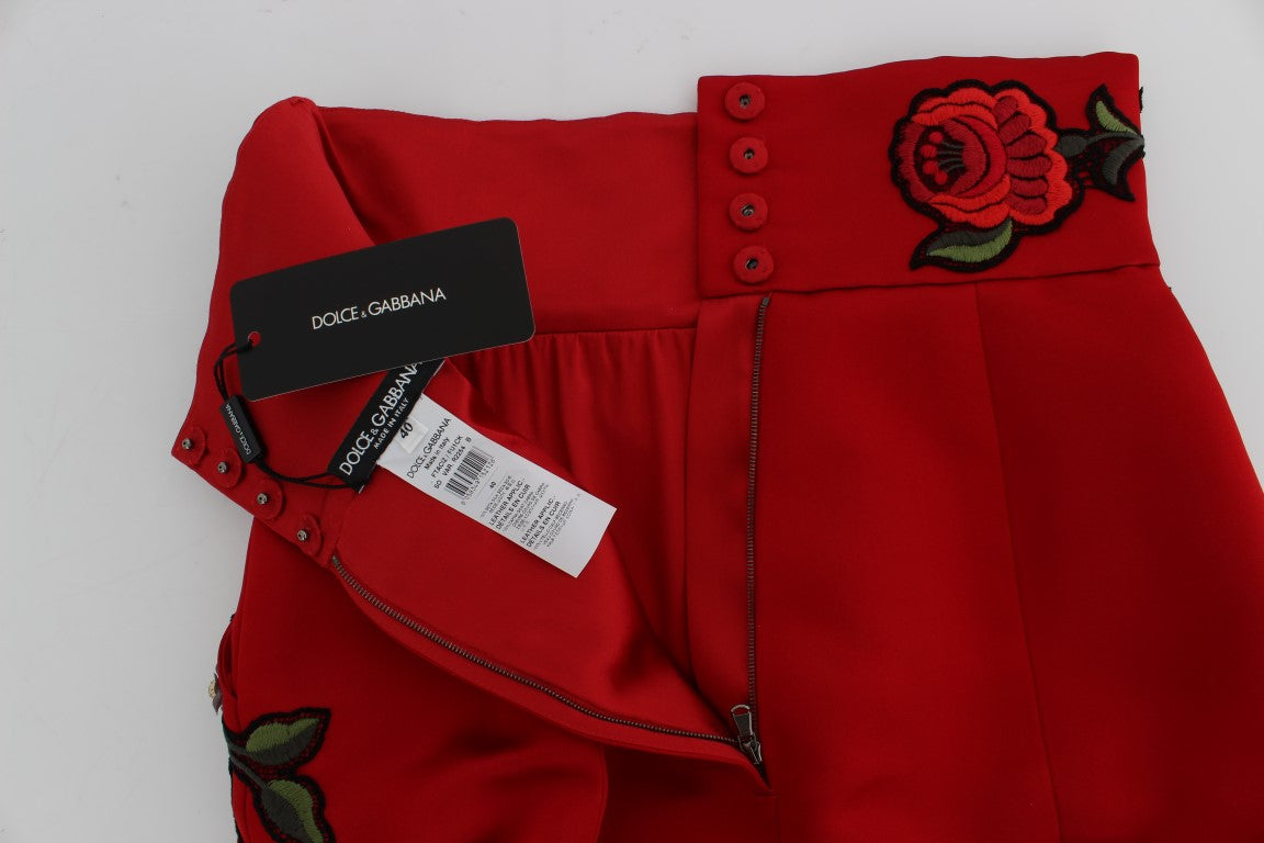 Dolce & Gabbana Elegante Silke Shorts Med Høj Talje Og Broderi