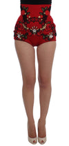 Dolce & Gabbana Smukke Røde Silke Broderede Shorts