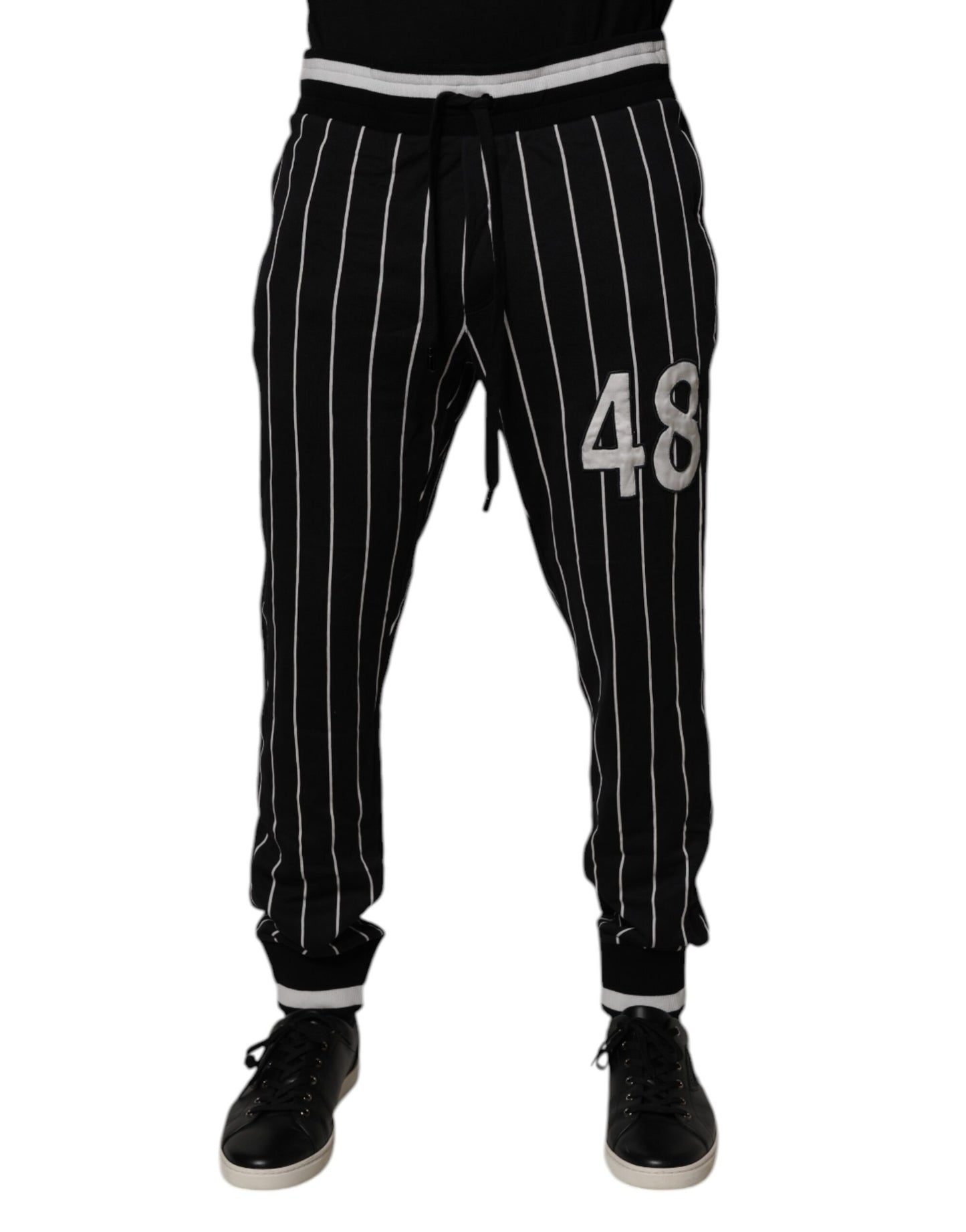 Dolce & Gabbana Sorte Hvide Stribede Jogger Joggingbukser Bukser