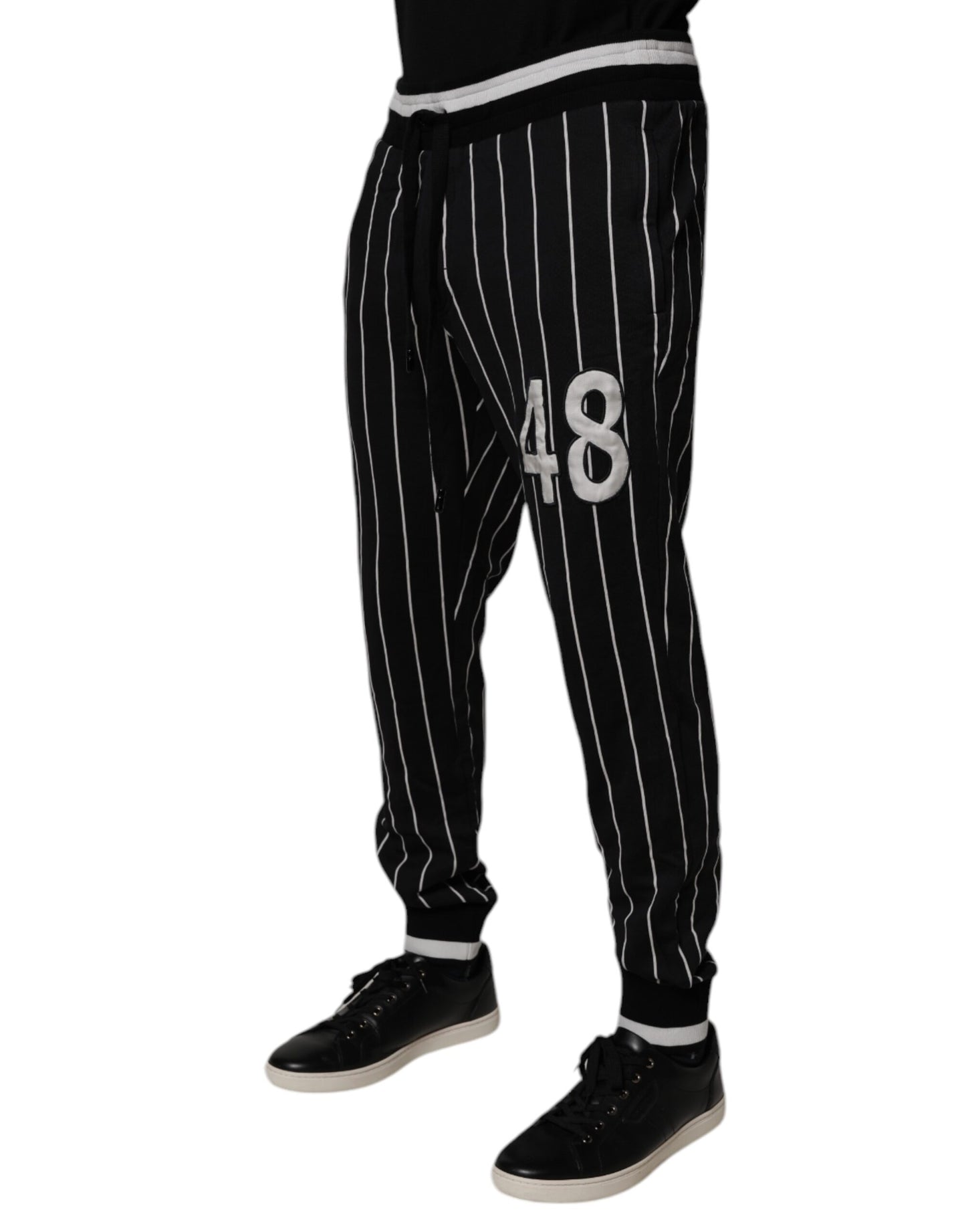 Dolce & Gabbana Sorte Hvide Stribede Jogger Joggingbukser Bukser