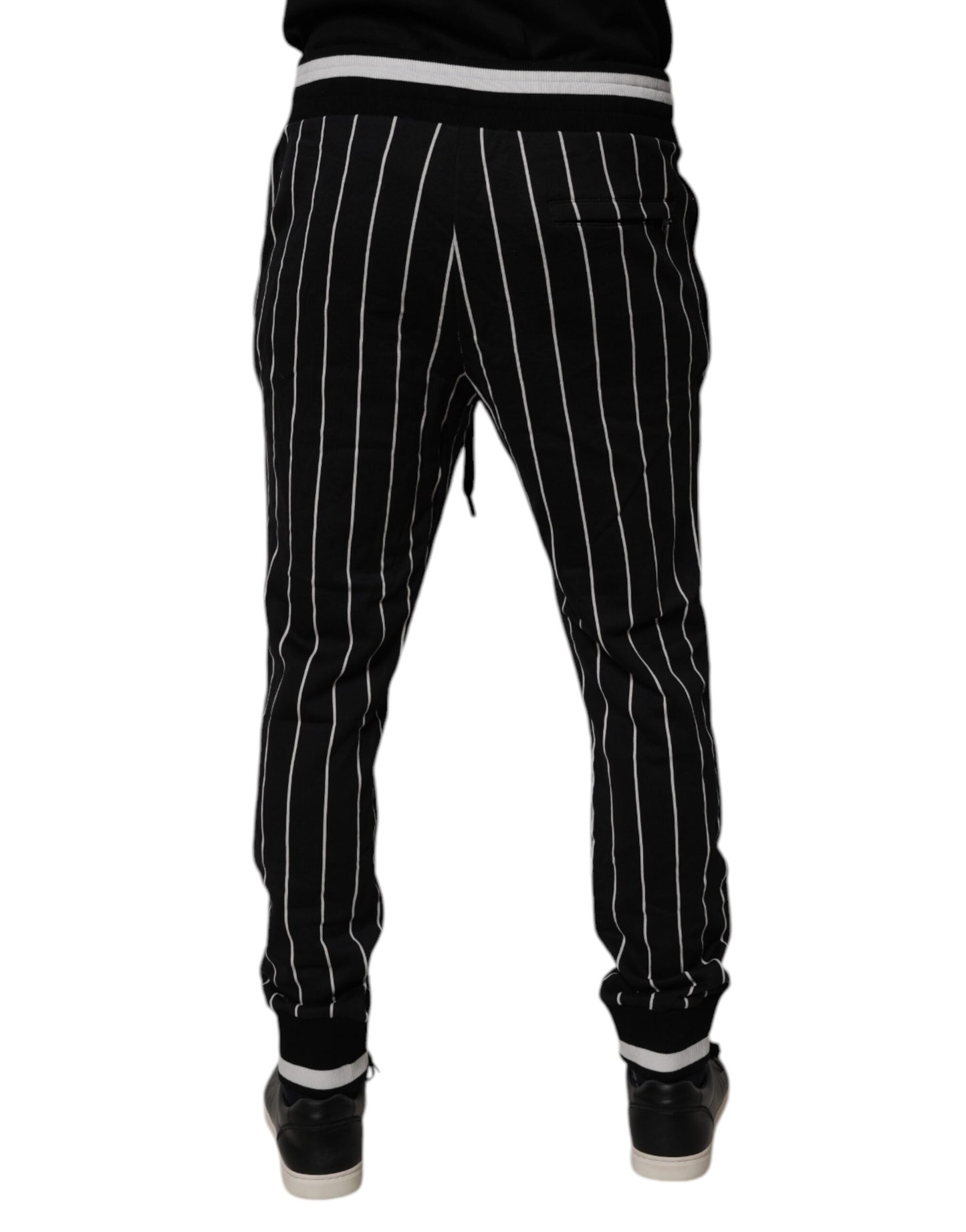 Dolce & Gabbana Sorte Hvide Stribede Jogger Joggingbukser Bukser