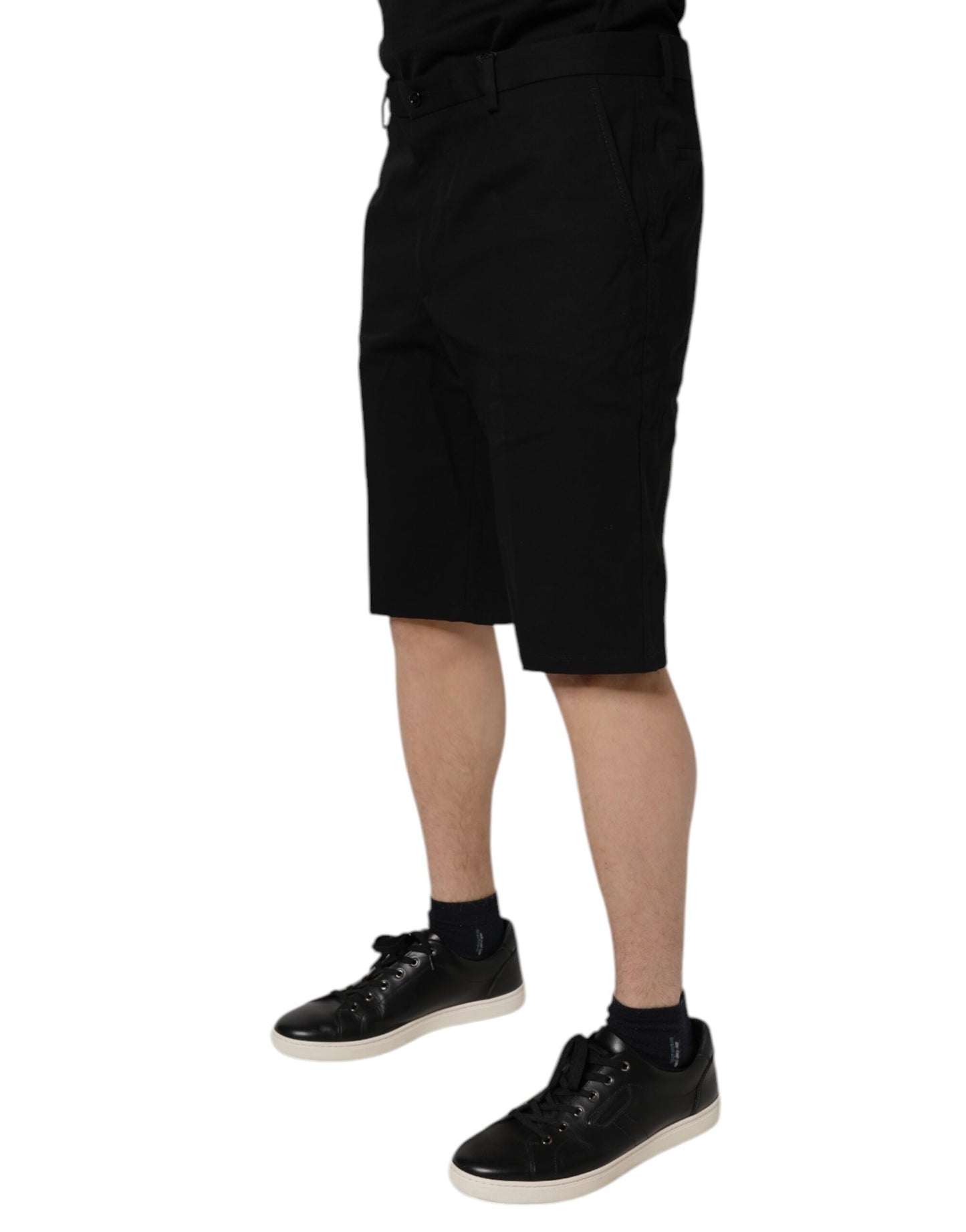 Dolce & Gabbana Sorte Bomuldsshorts med Mellemhøj Talje og Stretch