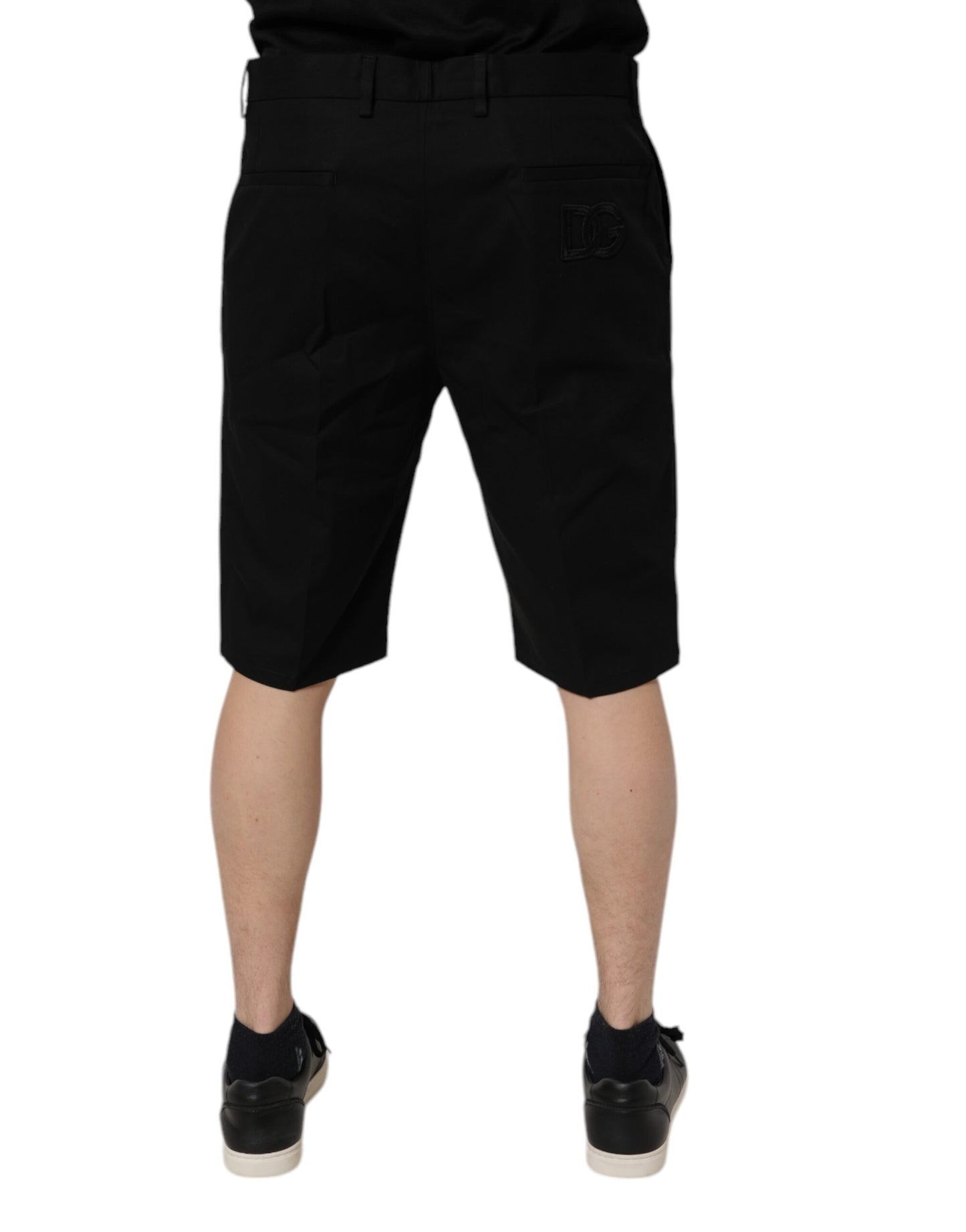 Dolce & Gabbana Sorte Bomuldsshorts med Mellemhøj Talje og Stretch