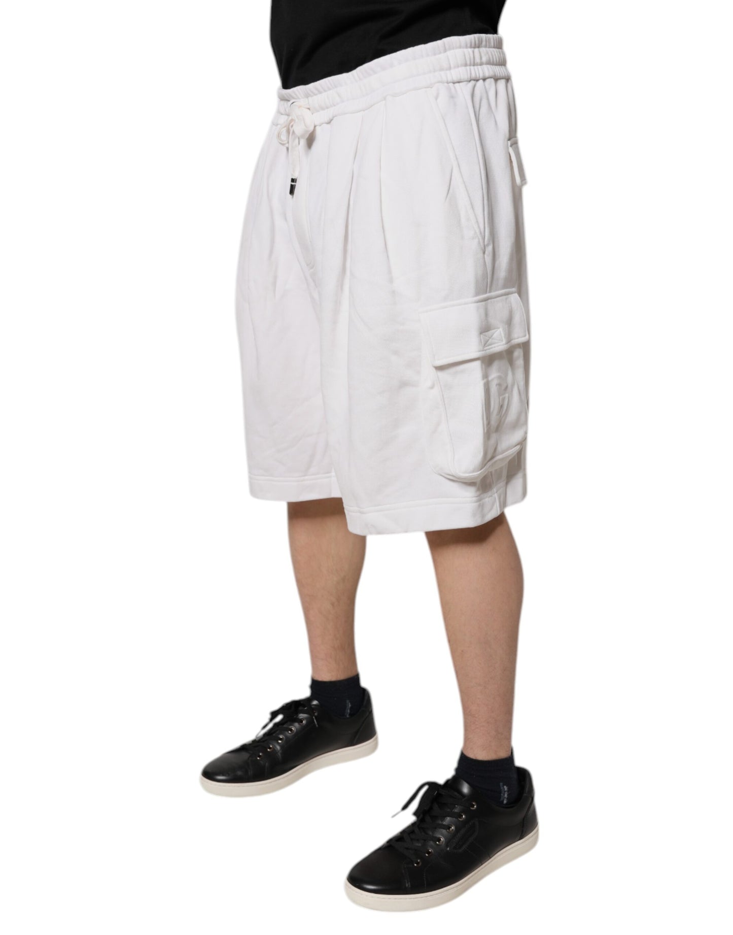 Dolce & Gabbana Hvide Bomulds Cargo Bermuda Sweatshorts Shorts