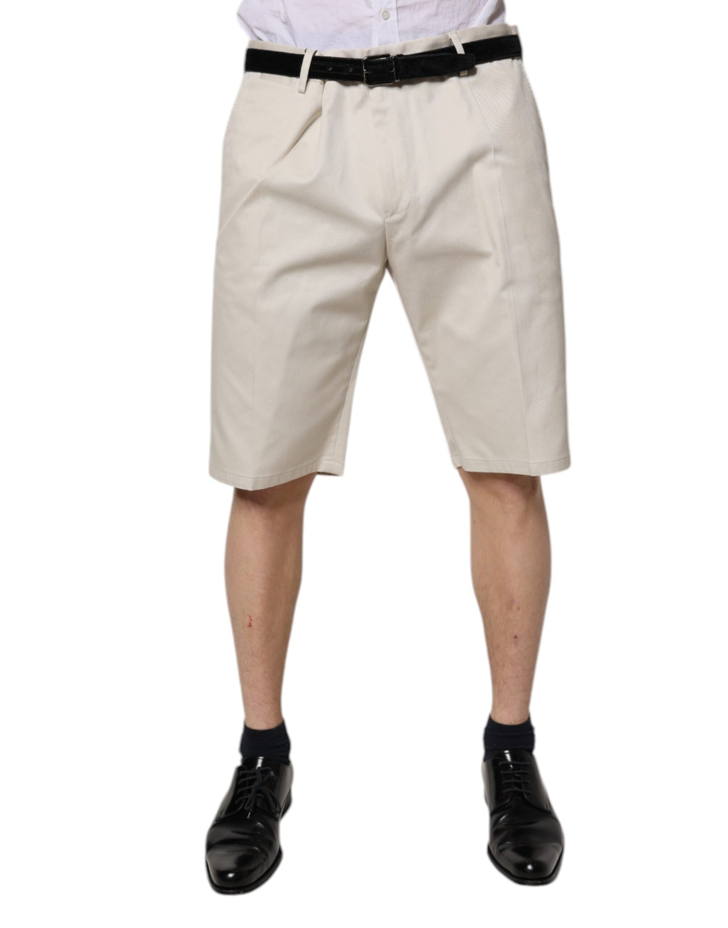 Dolce & Gabbana Beige bomuldsshorts med mellemhøj talje og stretch
