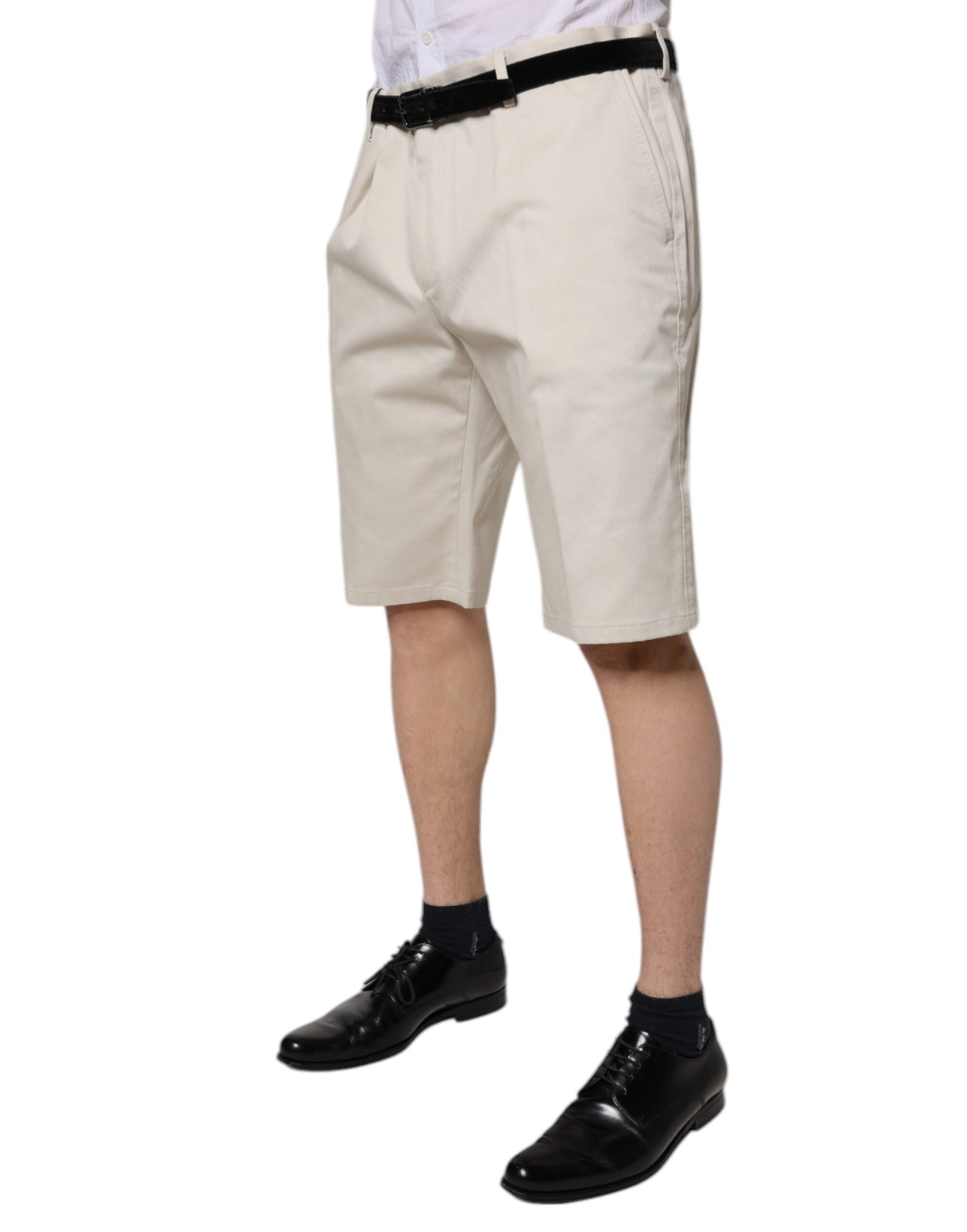 Dolce & Gabbana Beige bomuldsshorts med mellemhøj talje og stretch