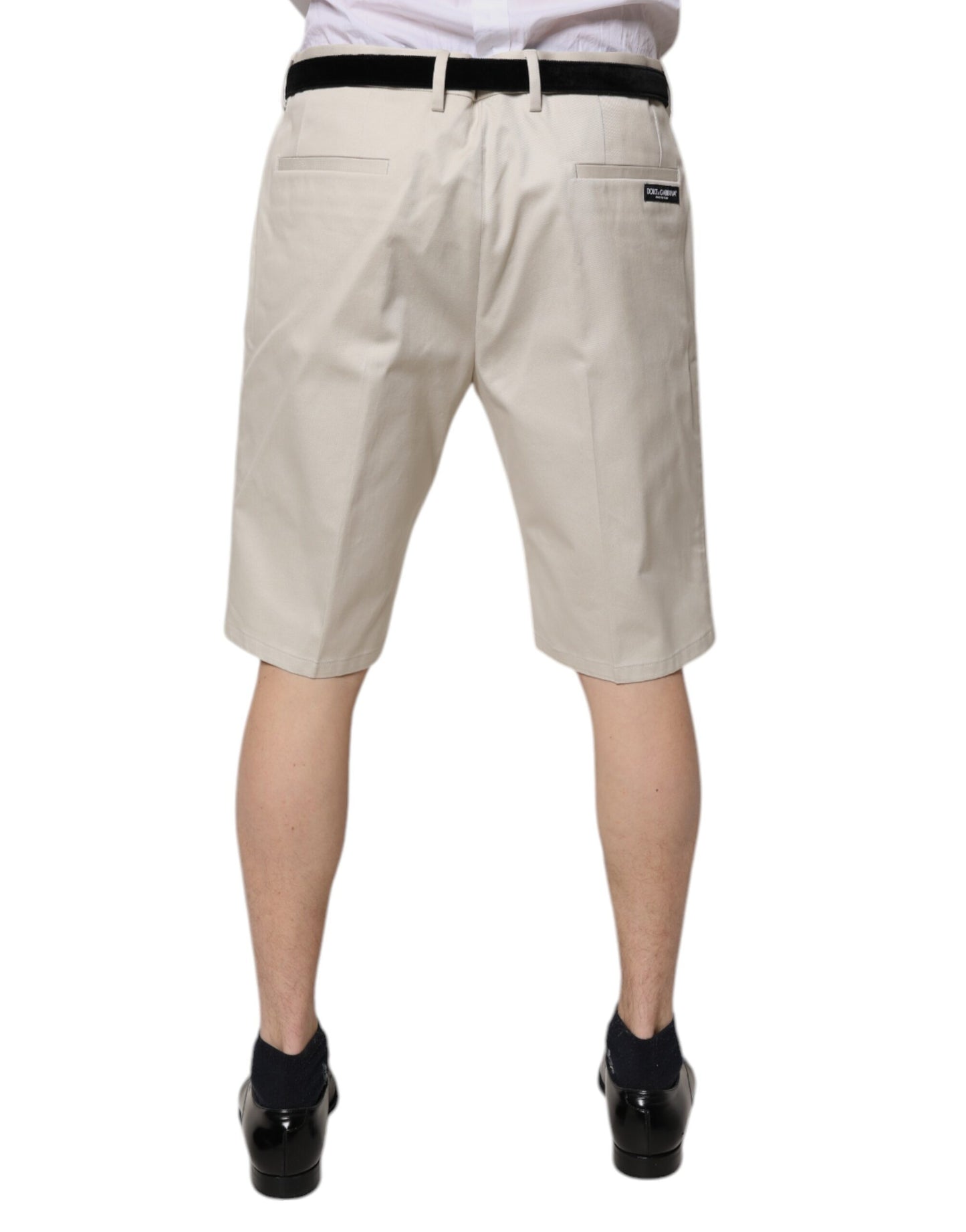 Dolce & Gabbana Beige bomuldsshorts med mellemhøj talje og stretch