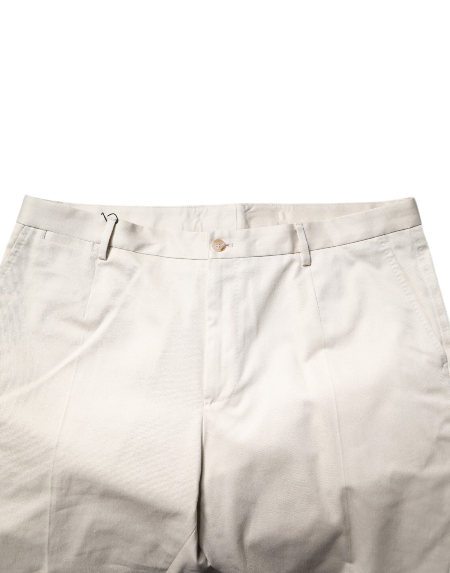 Dolce & Gabbana Beige bomuldsshorts med mellemhøj talje og stretch