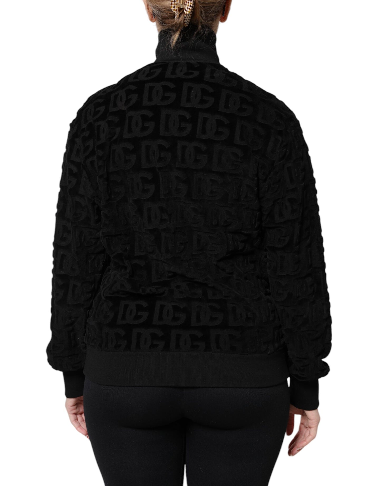 Dolce & Gabbana sort logomonogram bomberjakke med lynlås