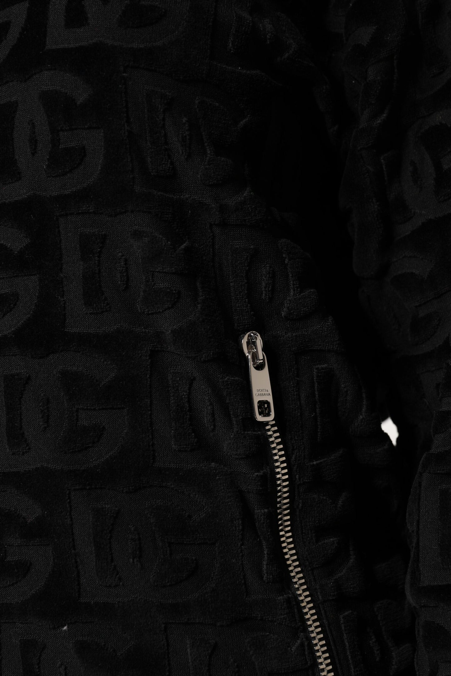 Dolce & Gabbana sort logomonogram bomberjakke med lynlås